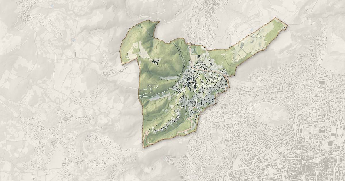 Portrait cartographique de Durtol : relief, eau, forêts, bâti et voies, calculés à partir des données de l'IGN