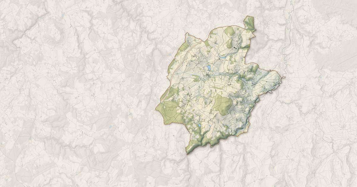 Portrait cartographique de Gelles : relief, eau, forêts, bâti et voies, calculés à partir des données de l'IGN