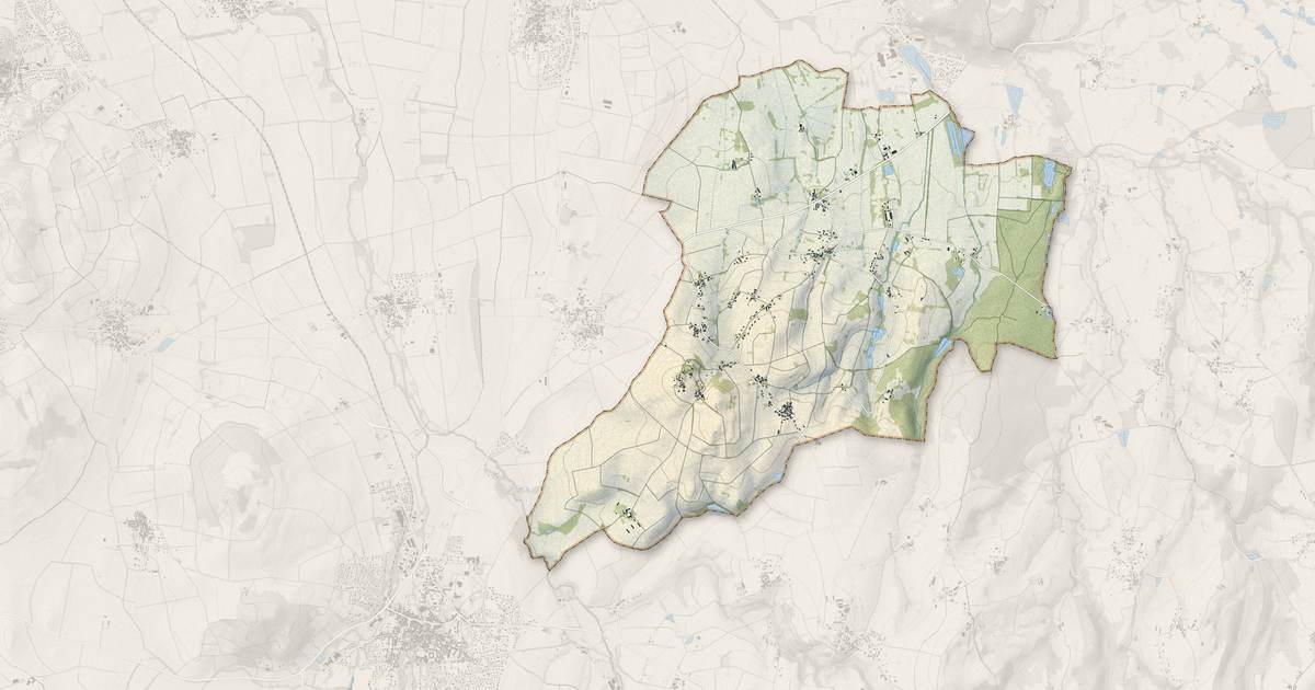 Portrait cartographique de Glaine-Montaigut : relief, eau, forêts, bâti et voies, calculés à partir des données de l'IGN
