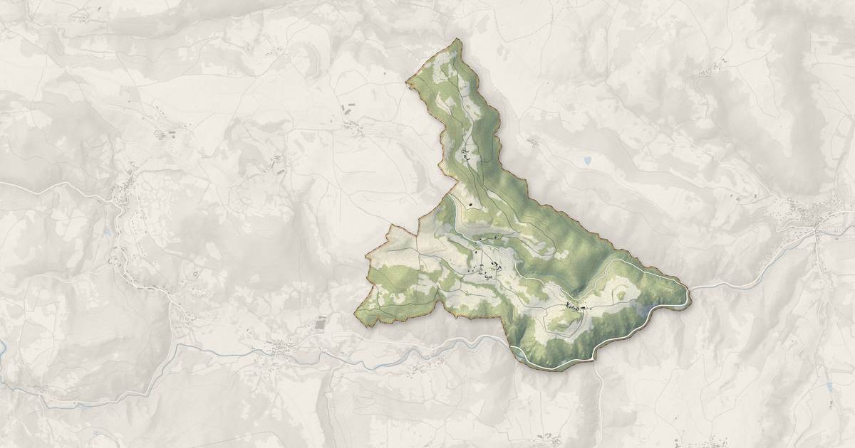 Portrait cartographique de Grandeyrolles : relief, eau, forêts, bâti et voies, calculés à partir des données de l'IGN