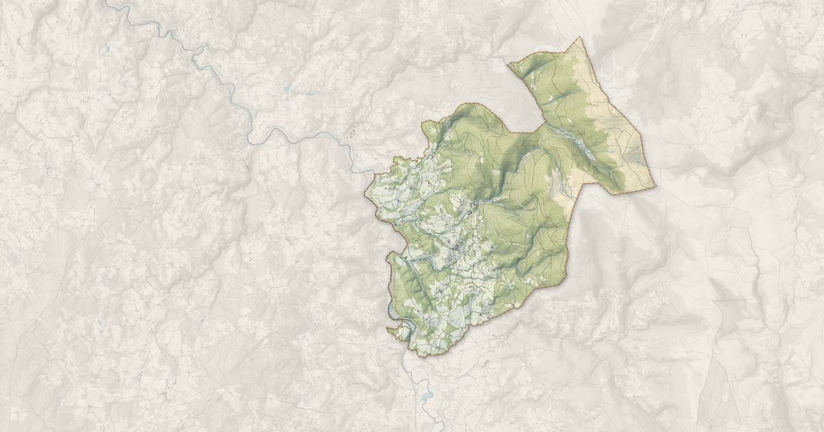 Portrait cartographique de Job : relief, eau, forêts, bâti et voies, calculés à partir des données de l'IGN