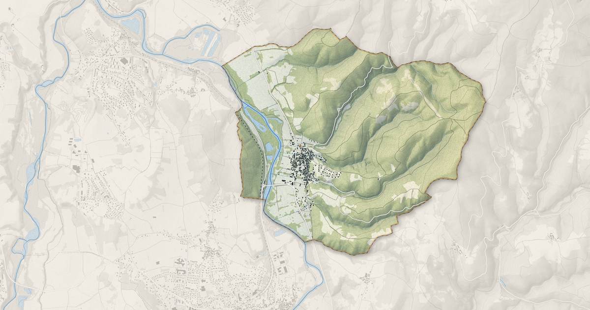 Portrait cartographique de Jumeaux : relief, eau, forêts, bâti et voies, calculés à partir des données de l'IGN