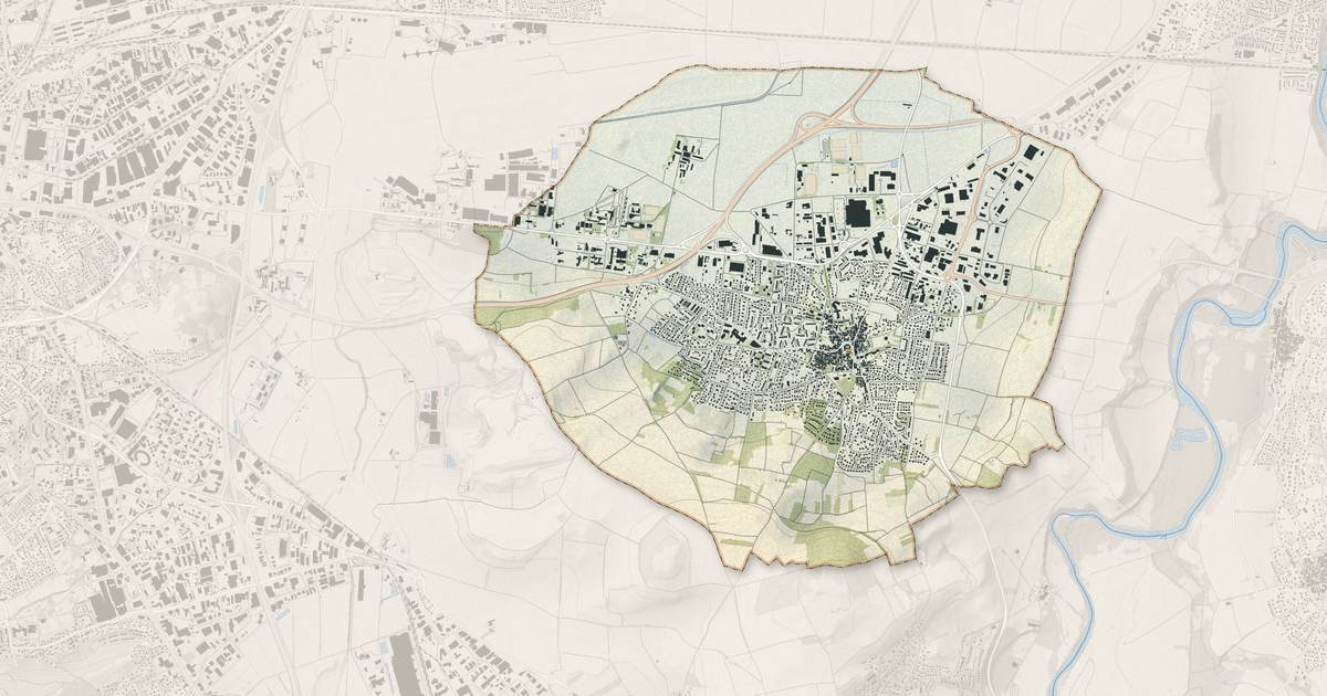 Portrait cartographique de Lempdes : relief, eau, forêts, bâti et voies, calculés à partir des données de l'IGN