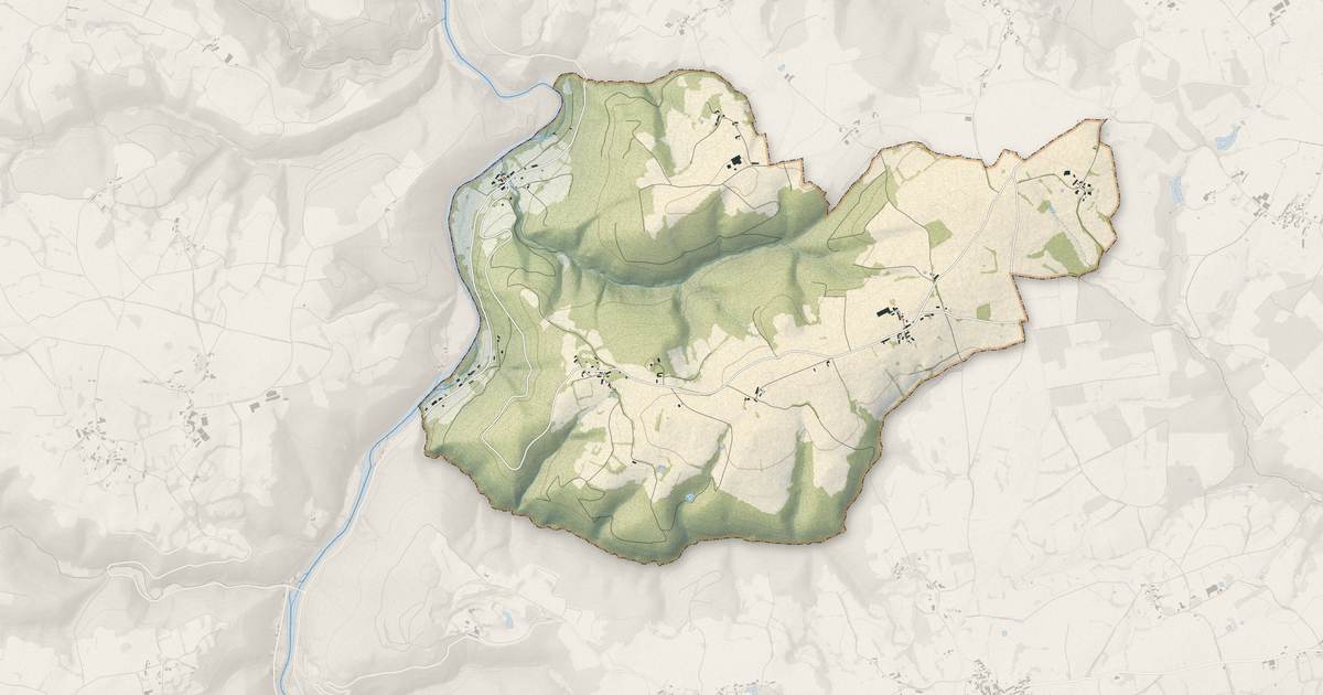 Portrait cartographique de Lisseuil : relief, eau, forêts, bâti et voies, calculés à partir des données de l'IGN
