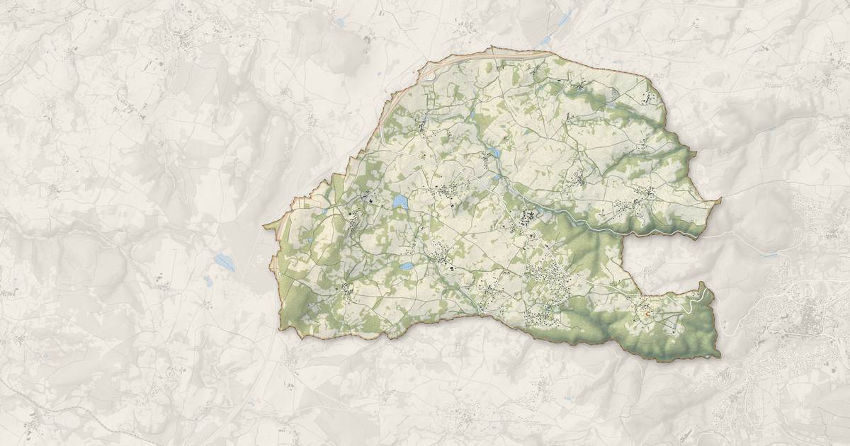 Portrait cartographique de Loubeyrat : relief, eau, forêts, bâti et voies, calculés à partir des données de l'IGN