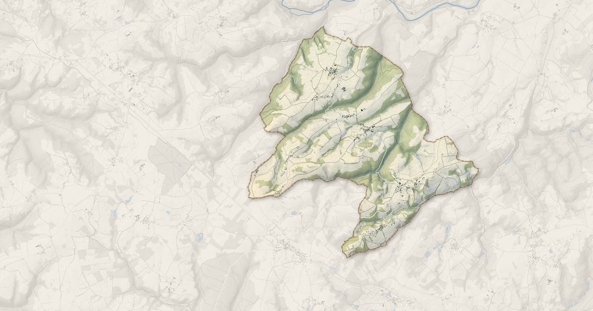 Portrait cartographique de Marcillat : relief, eau, forêts, bâti et voies, calculés à partir des données de l'IGN