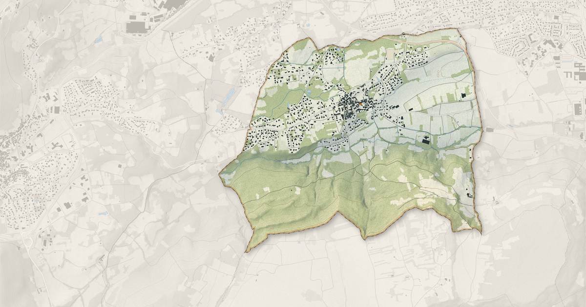 Portrait cartographique de Marsat : relief, eau, forêts, bâti et voies, calculés à partir des données de l'IGN
