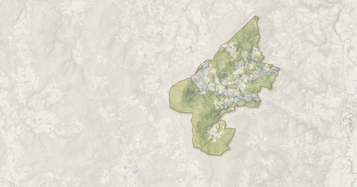 Portrait cartographique de Le Monestier : relief, eau, forêts, bâti et voies, calculés à partir des données de l'IGN
