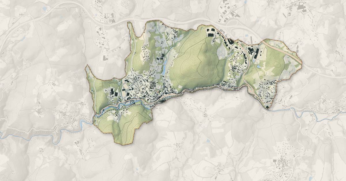 Portrait cartographique de La Monnerie-le-Montel : relief, eau, forêts, bâti et voies, calculés à partir des données de l'IGN