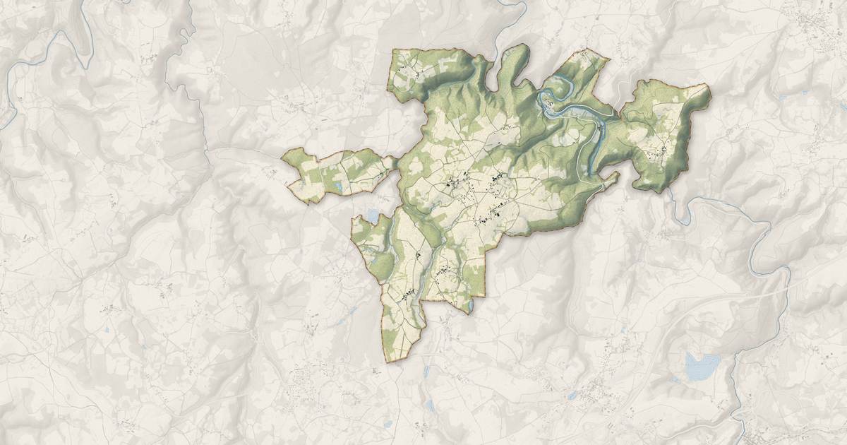 Portrait cartographique de Montfermy : relief, eau, forêts, bâti et voies, calculés à partir des données de l'IGN