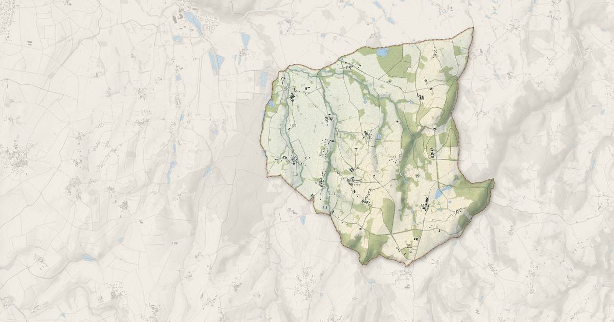 Portrait cartographique de Neuville : relief, eau, forêts, bâti et voies, calculés à partir des données de l'IGN