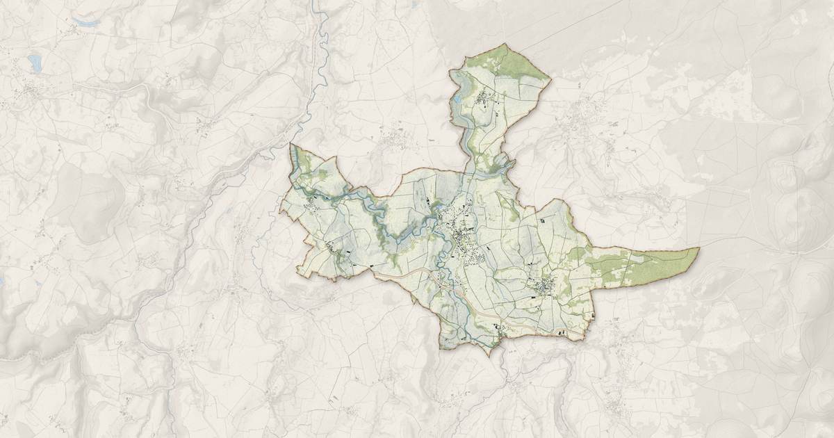 Portrait cartographique de Olby : relief, eau, forêts, bâti et voies, calculés à partir des données de l'IGN