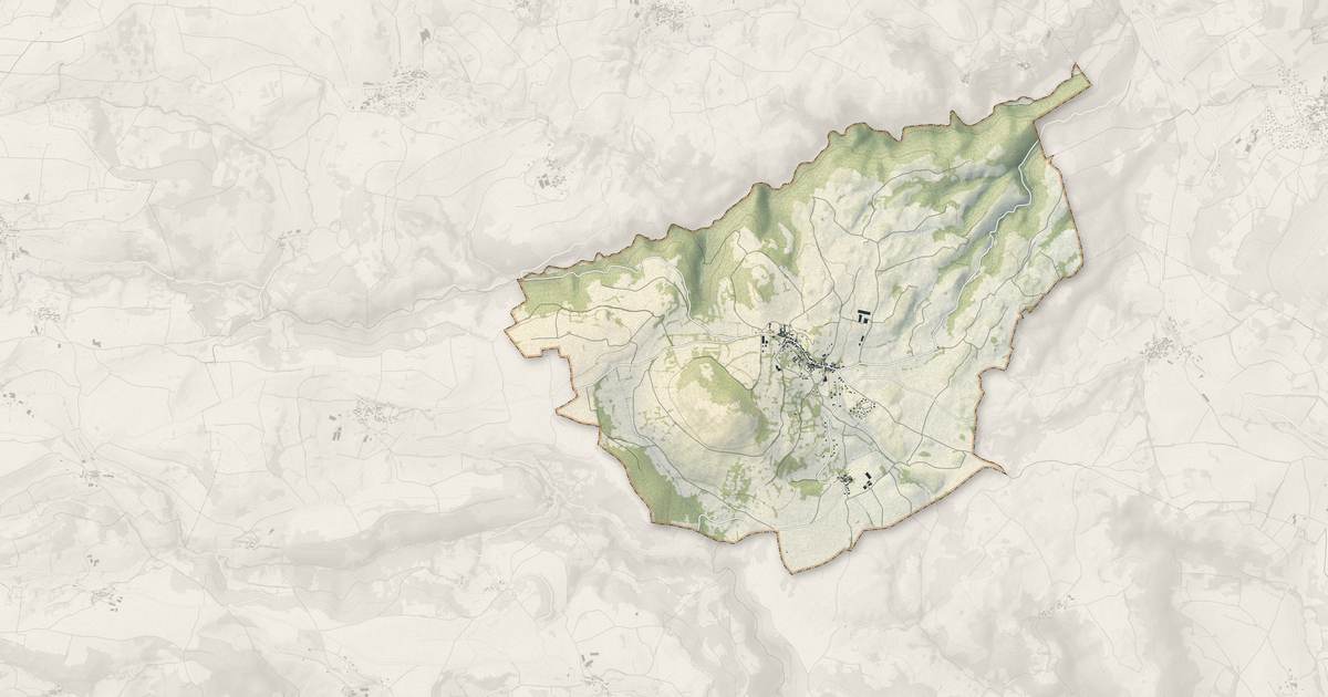 Portrait cartographique de Olloix : relief, eau, forêts, bâti et voies, calculés à partir des données de l'IGN