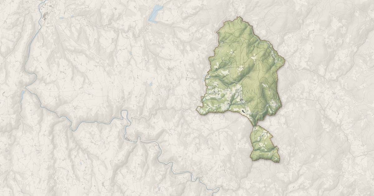 Portrait cartographique de Olmet : relief, eau, forêts, bâti et voies, calculés à partir des données de l'IGN