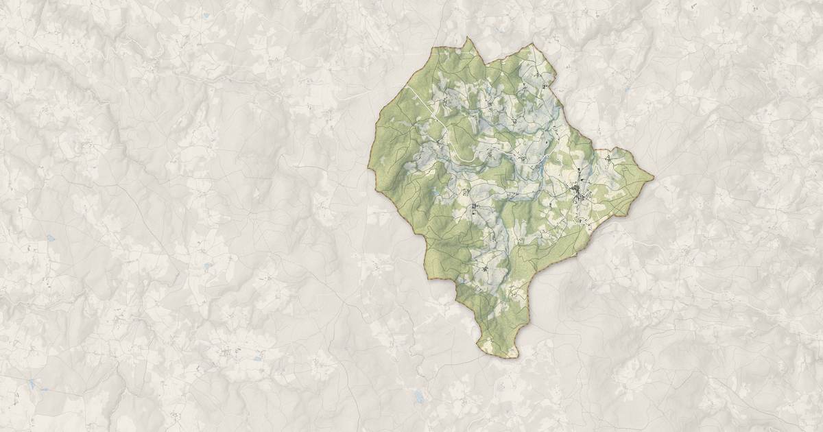 Portrait cartographique de Saint-Amant-Roche-Savine : relief, eau, forêts, bâti et voies, calculés à partir des données de l'IGN