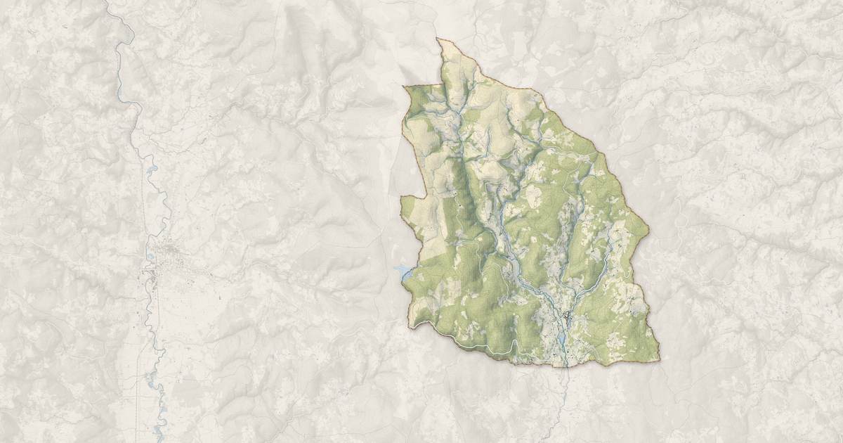 Portrait cartographique de Saint-Anthème : relief, eau, forêts, bâti et voies, calculés à partir des données de l'IGN