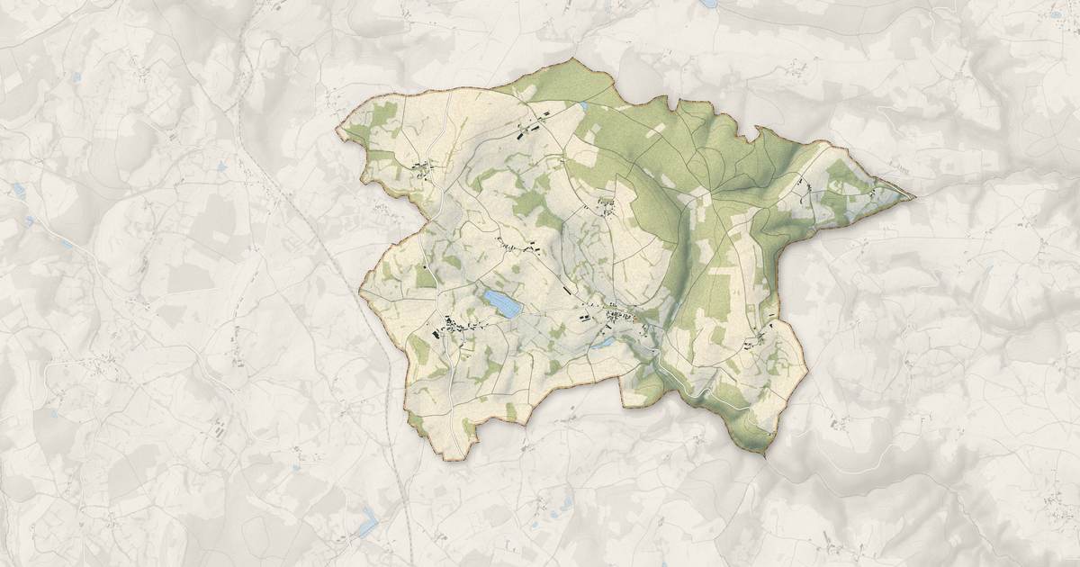 Portrait cartographique de Sainte-Christine : relief, eau, forêts, bâti et voies, calculés à partir des données de l'IGN