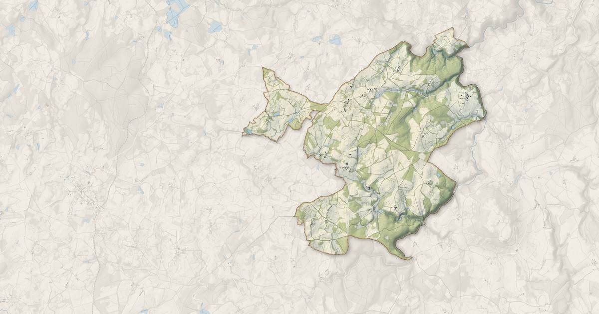 Portrait cartographique de Saint-Étienne-des-Champs : relief, eau, forêts, bâti et voies, calculés à partir des données de l'IGN