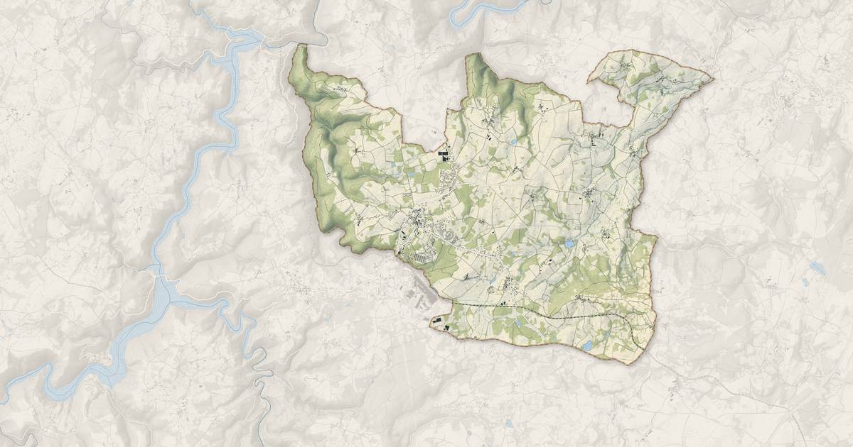 Portrait cartographique de Saint-Georges-de-Mons : relief, eau, forêts, bâti et voies, calculés à partir des données de l'IGN