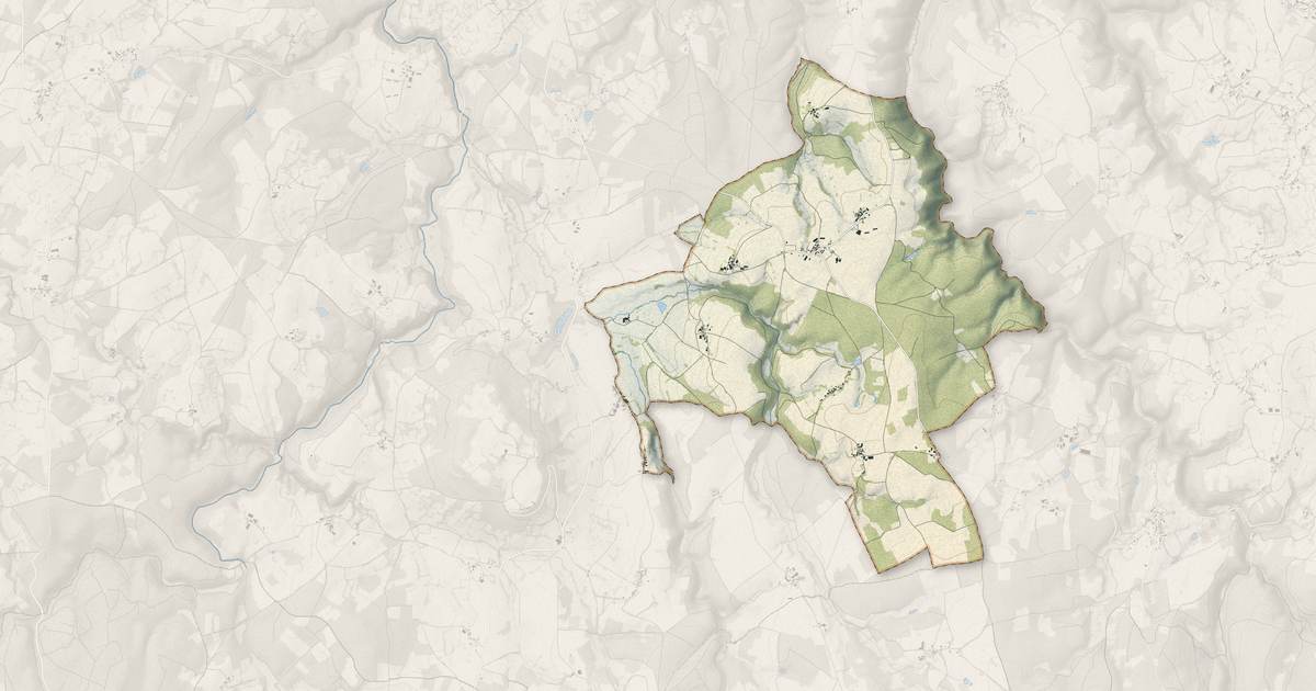 Portrait cartographique de Saint-Hilaire-les-Monges : relief, eau, forêts, bâti et voies, calculés à partir des données de l'IGN