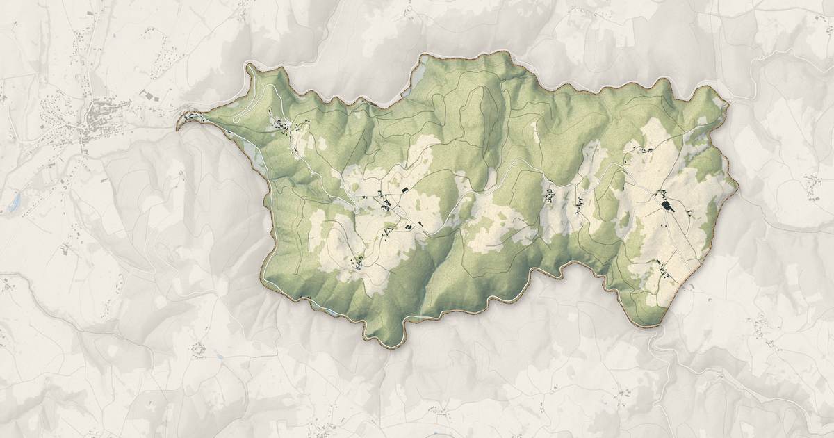 Portrait cartographique de Saint-Quentin-sur-Sauxillanges : relief, eau, forêts, bâti et voies, calculés à partir des données de l'IGN