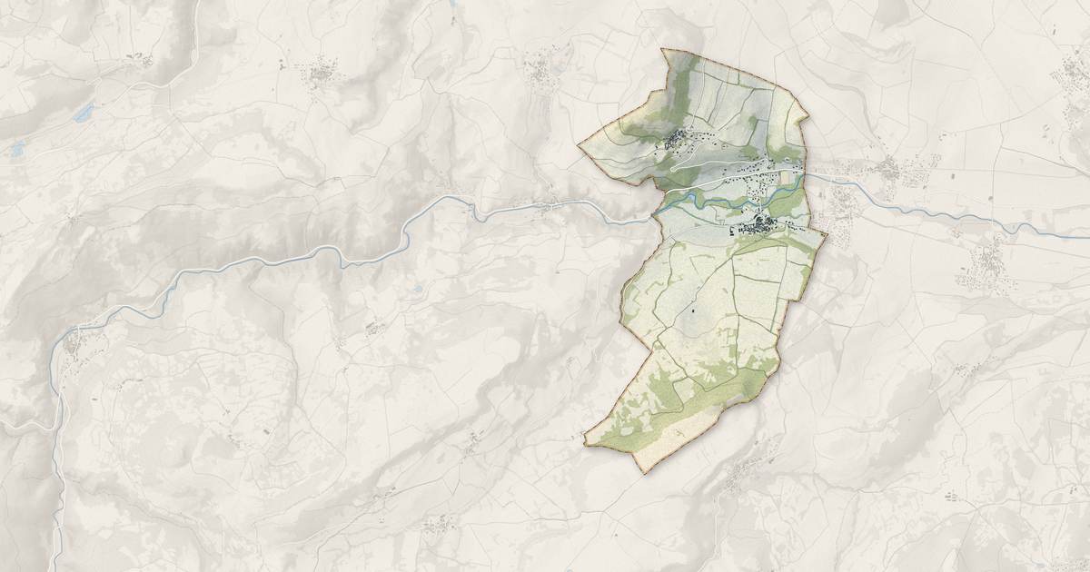 Portrait cartographique de Saint-Vincent : relief, eau, forêts, bâti et voies, calculés à partir des données de l'IGN