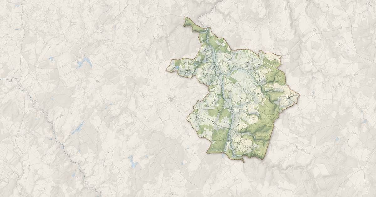 Portrait cartographique de Sauvagnat : relief, eau, forêts, bâti et voies, calculés à partir des données de l'IGN