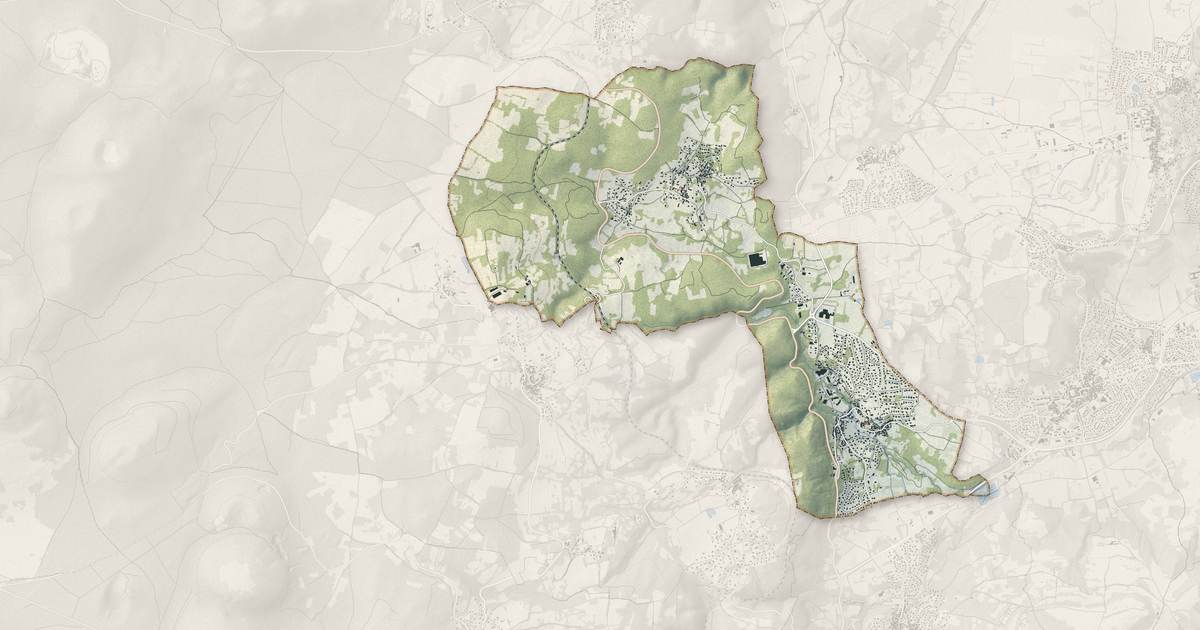 Portrait cartographique de Sayat : relief, eau, forêts, bâti et voies, calculés à partir des données de l'IGN