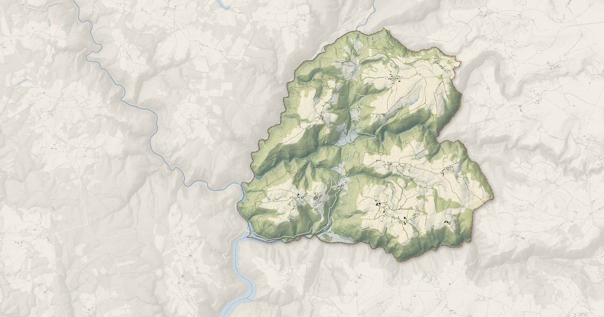 Portrait cartographique de Singles : relief, eau, forêts, bâti et voies, calculés à partir des données de l'IGN