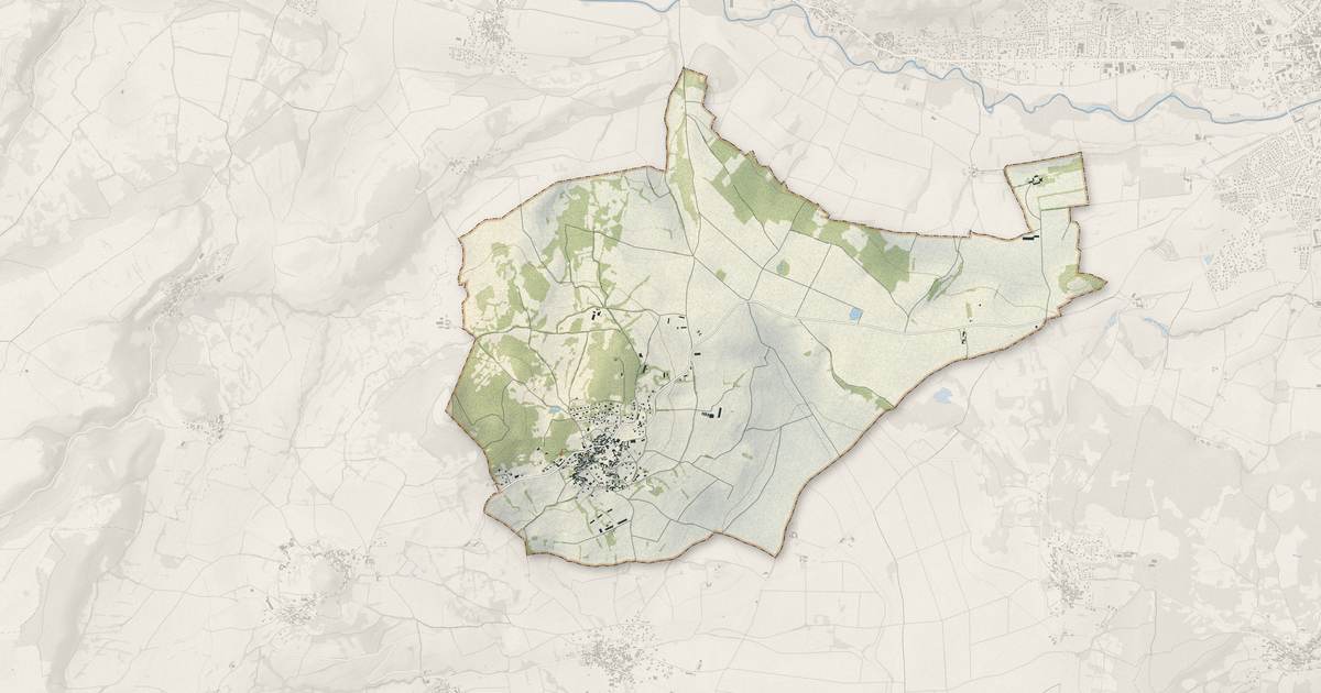 Portrait cartographique de Solignat : relief, eau, forêts, bâti et voies, calculés à partir des données de l'IGN