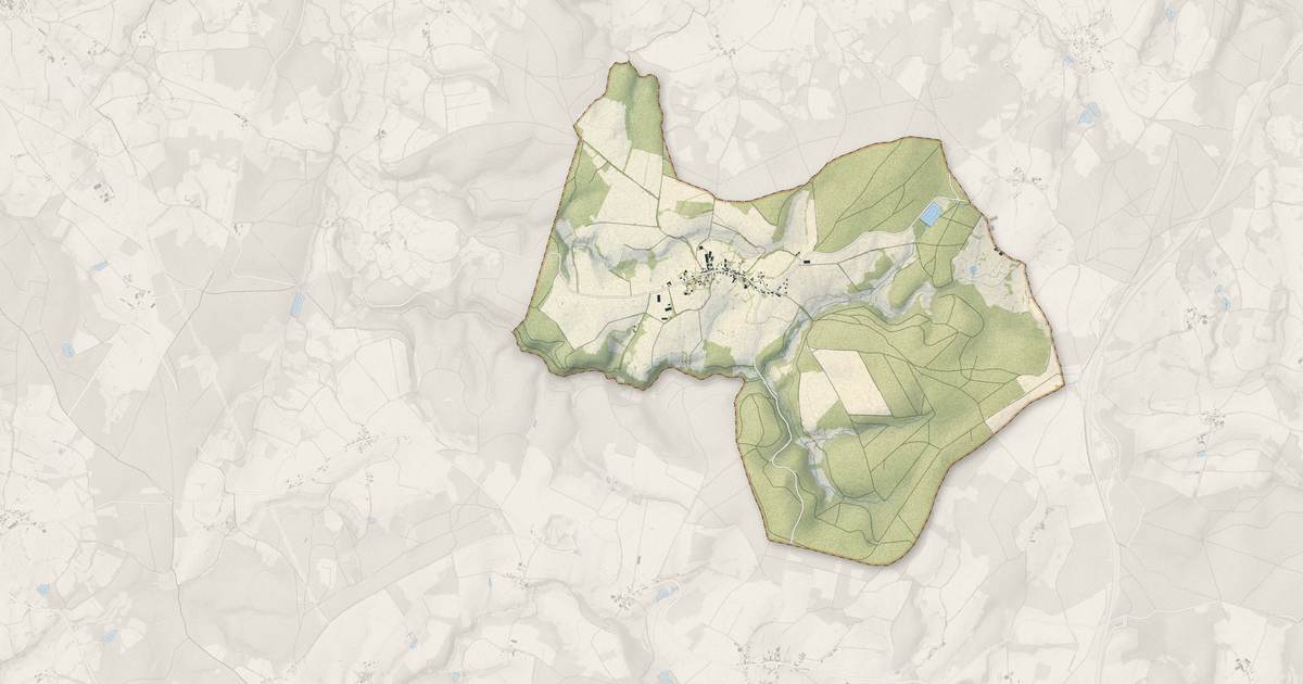 Portrait cartographique de Tortebesse : relief, eau, forêts, bâti et voies, calculés à partir des données de l'IGN