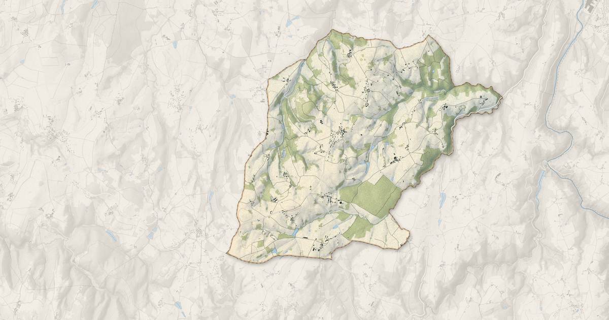 Portrait cartographique de Trézioux : relief, eau, forêts, bâti et voies, calculés à partir des données de l'IGN
