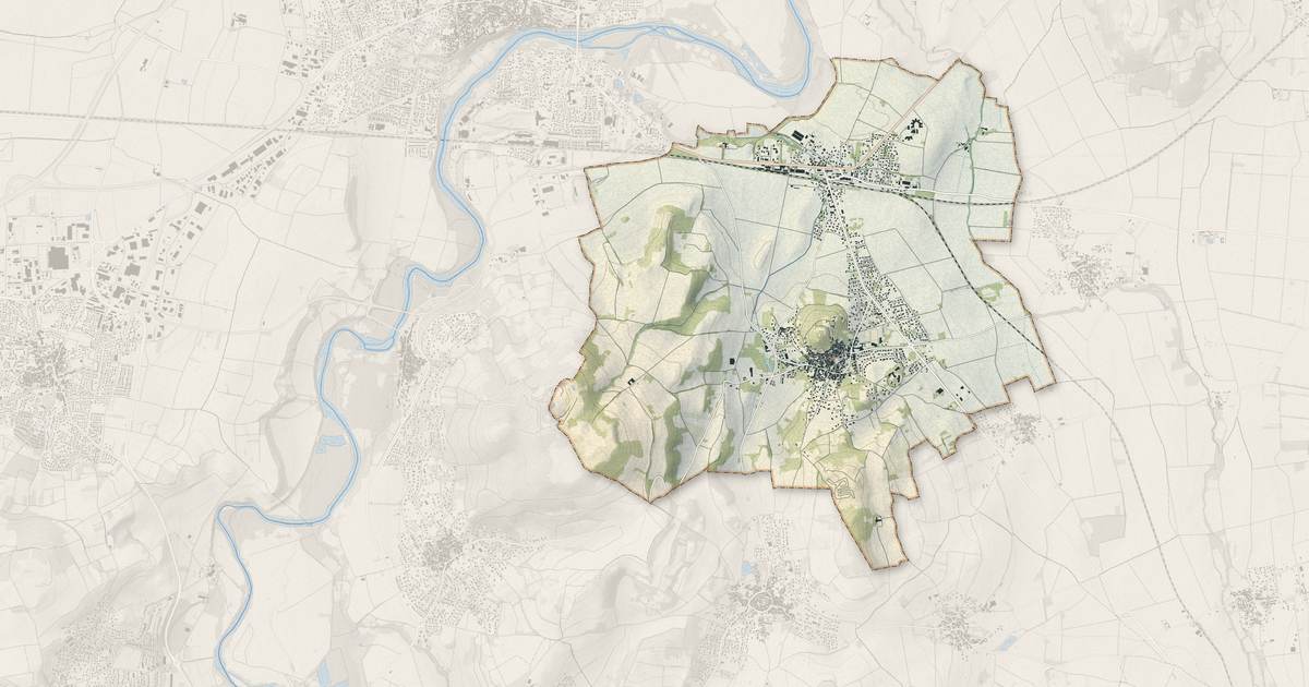 Portrait cartographique de Vertaizon : relief, eau, forêts, bâti et voies, calculés à partir des données de l'IGN