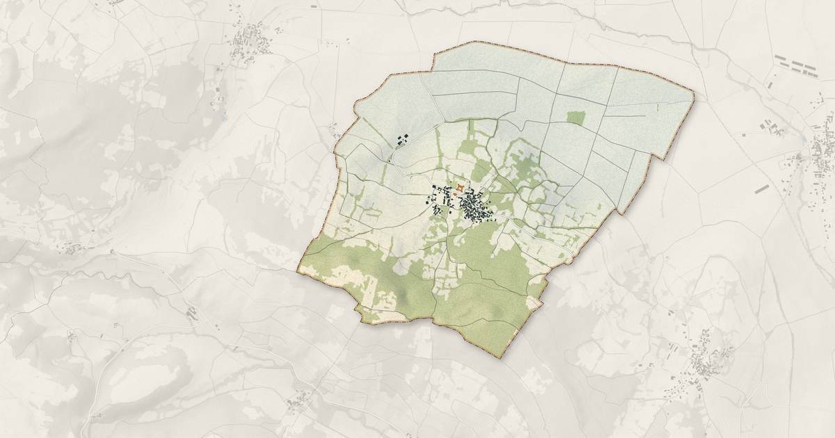 Portrait cartographique de Villeneuve : relief, eau, forêts, bâti et voies, calculés à partir des données de l'IGN