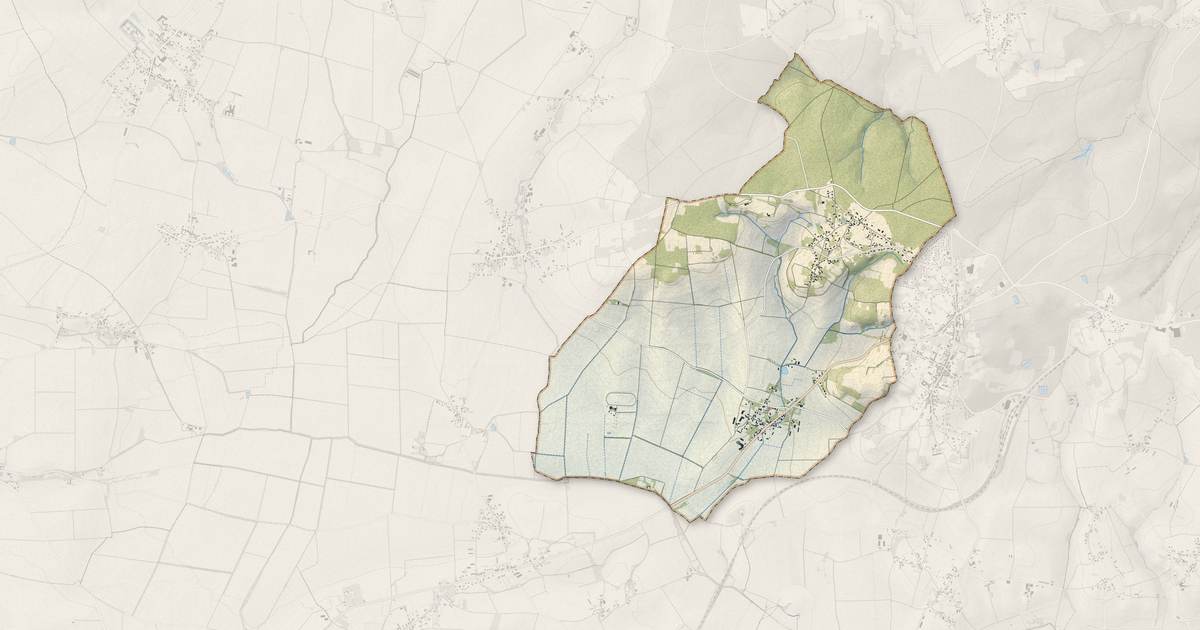 Portrait cartographique de Villeneuve-les-Cerfs : relief, eau, forêts, bâti et voies, calculés à partir des données de l'IGN