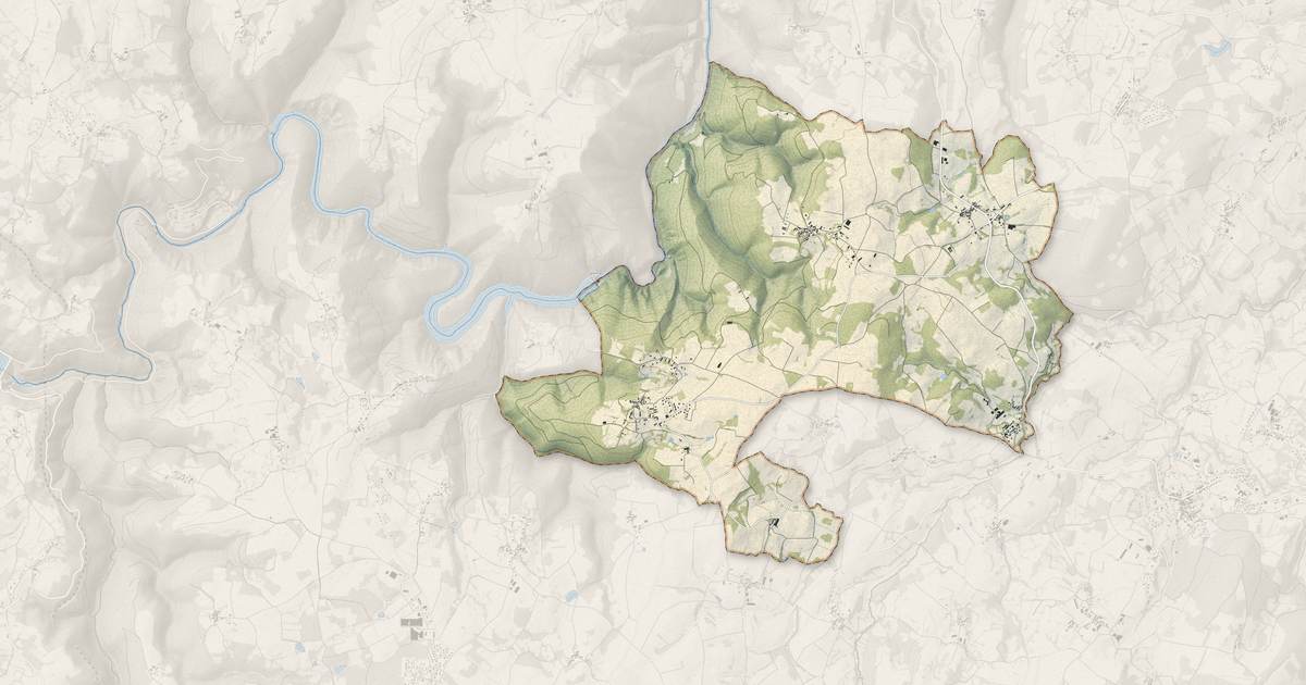 Portrait cartographique de Vitrac : relief, eau, forêts, bâti et voies, calculés à partir des données de l'IGN