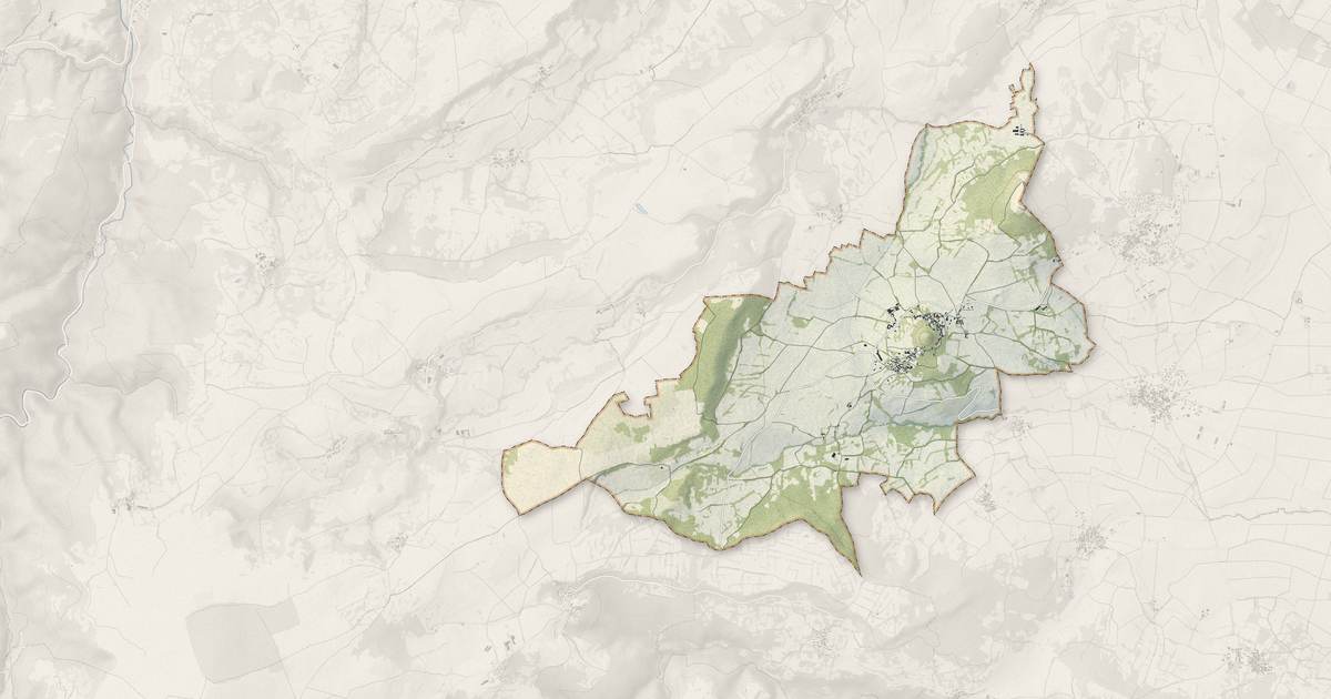 Portrait cartographique de Vodable : relief, eau, forêts, bâti et voies, calculés à partir des données de l'IGN