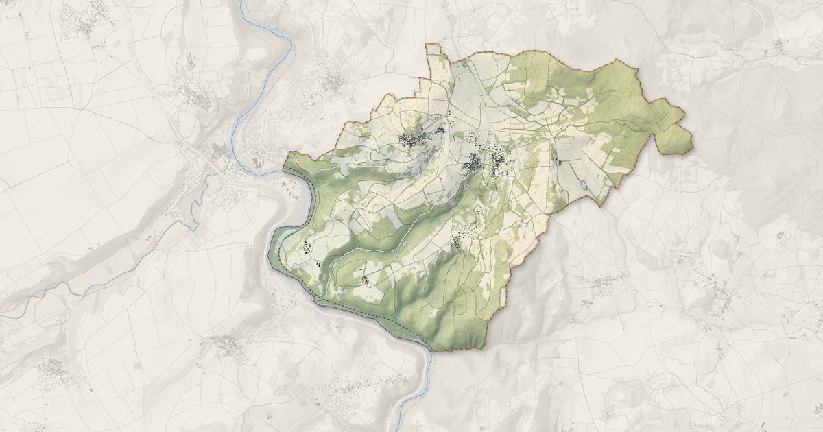 Portrait cartographique de Yronde-et-Buron : relief, eau, forêts, bâti et voies, calculés à partir des données de l'IGN