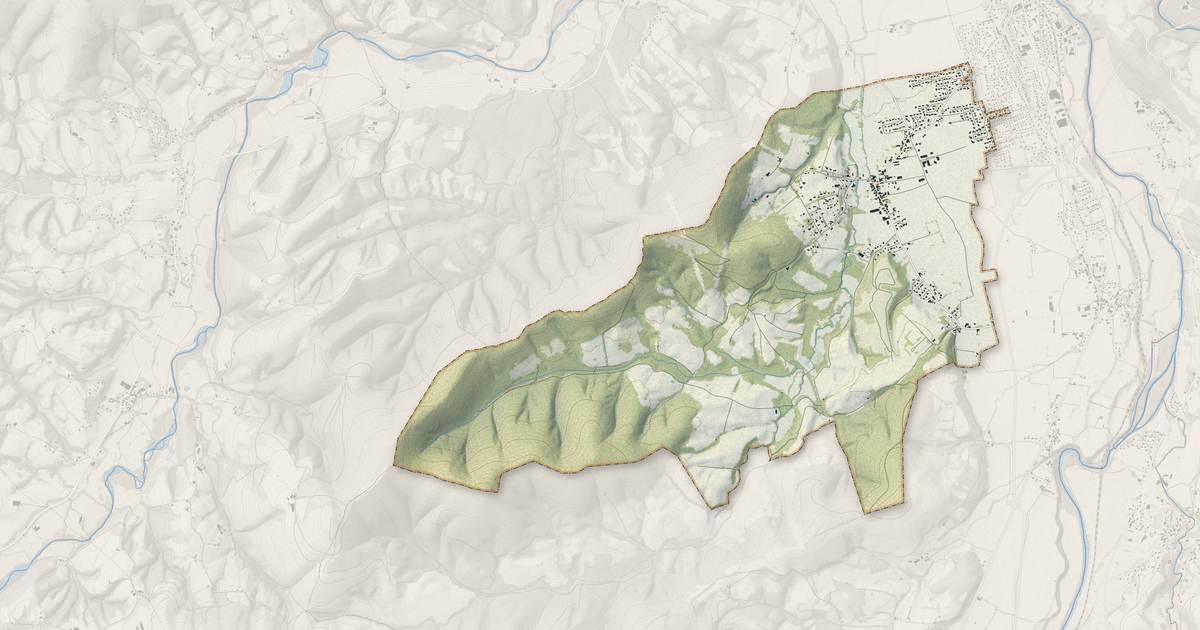 Portrait cartographique de Agnos : relief, eau, forêts, bâti et voies, calculés à partir des données de l'IGN