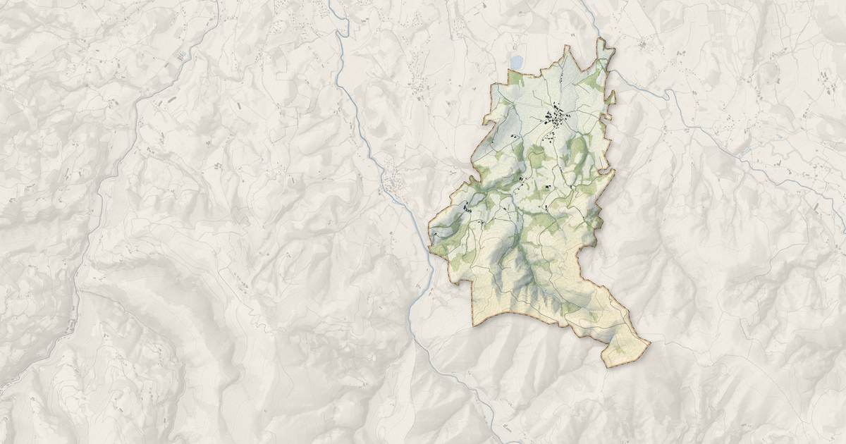 Portrait cartographique de Aincille : relief, eau, forêts, bâti et voies, calculés à partir des données de l'IGN