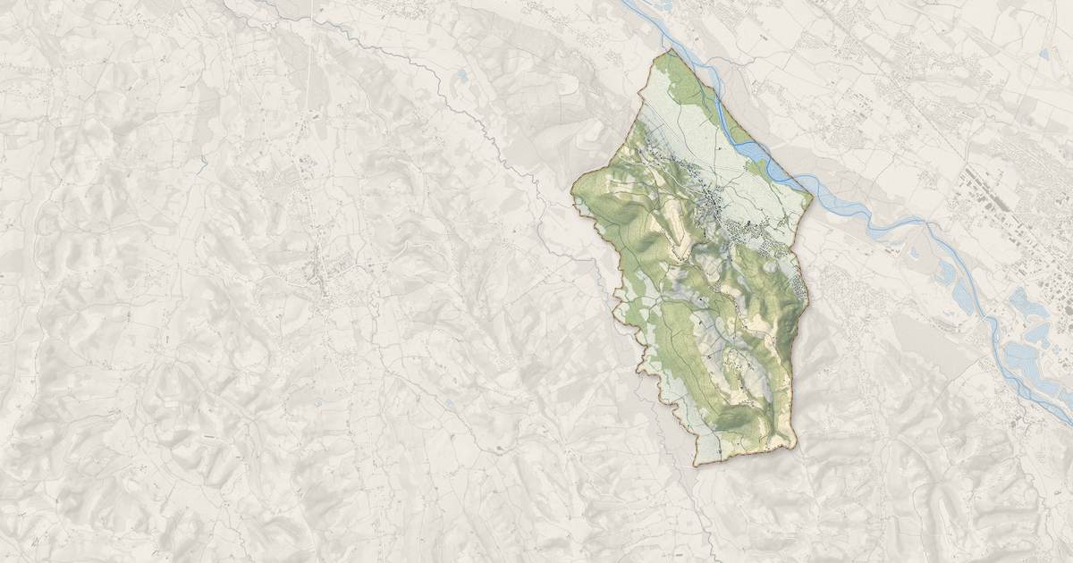 Portrait cartographique de Arbus : relief, eau, forêts, bâti et voies, calculés à partir des données de l'IGN