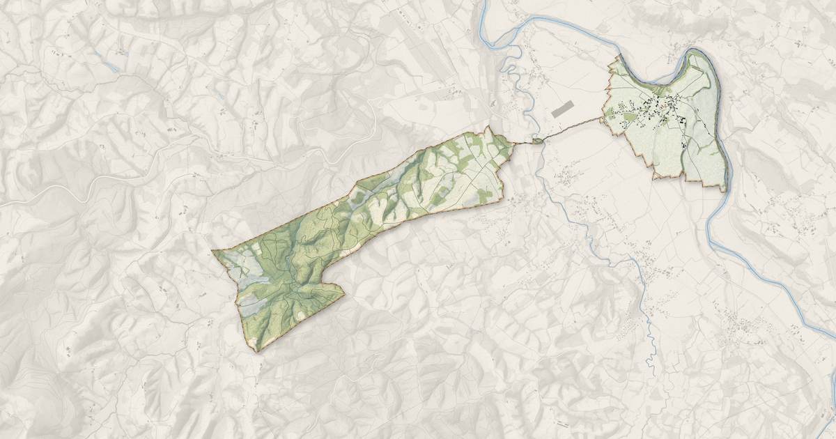 Portrait cartographique de Aren : relief, eau, forêts, bâti et voies, calculés à partir des données de l'IGN
