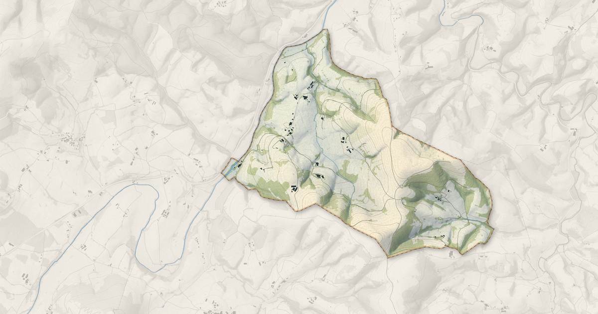 Portrait cartographique de Arhansus : relief, eau, forêts, bâti et voies, calculés à partir des données de l'IGN