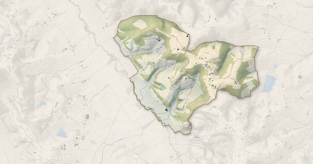 Portrait cartographique de Aubous : relief, eau, forêts, bâti et voies, calculés à partir des données de l'IGN