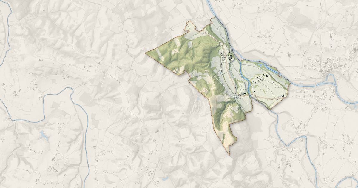 Portrait cartographique de Autevielle-Saint-Martin-Bideren : relief, eau, forêts, bâti et voies, calculés à partir des données de l'IGN