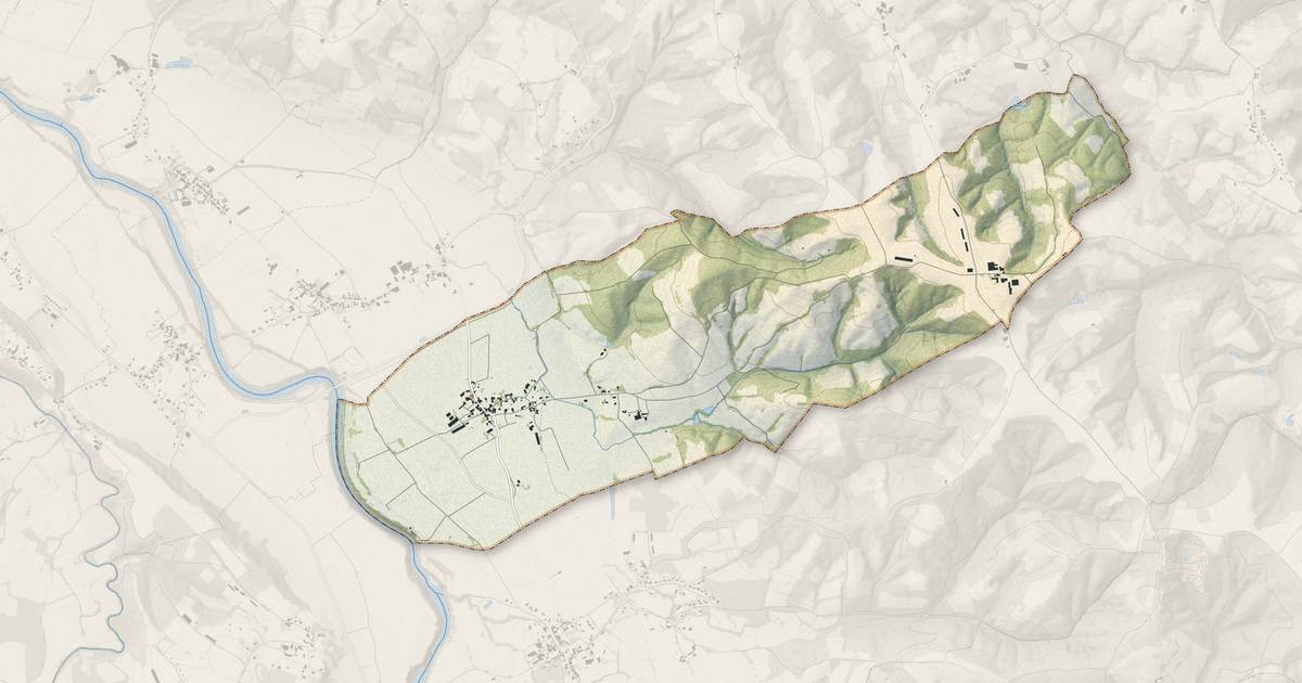 Portrait cartographique de Bastanès : relief, eau, forêts, bâti et voies, calculés à partir des données de l'IGN