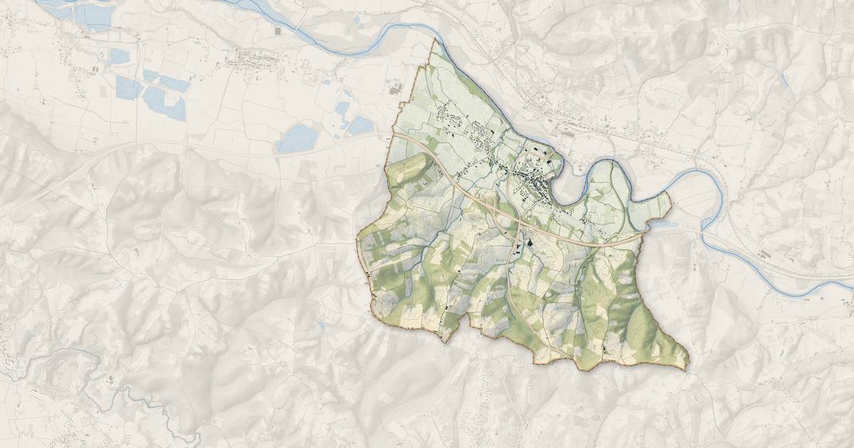 Portrait cartographique de Bellocq : relief, eau, forêts, bâti et voies, calculés à partir des données de l'IGN