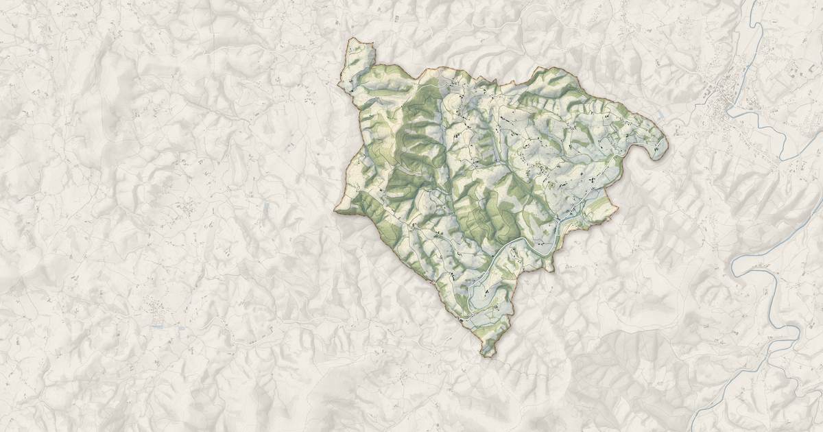 Portrait cartographique de Beyrie-sur-Joyeuse : relief, eau, forêts, bâti et voies, calculés à partir des données de l'IGN