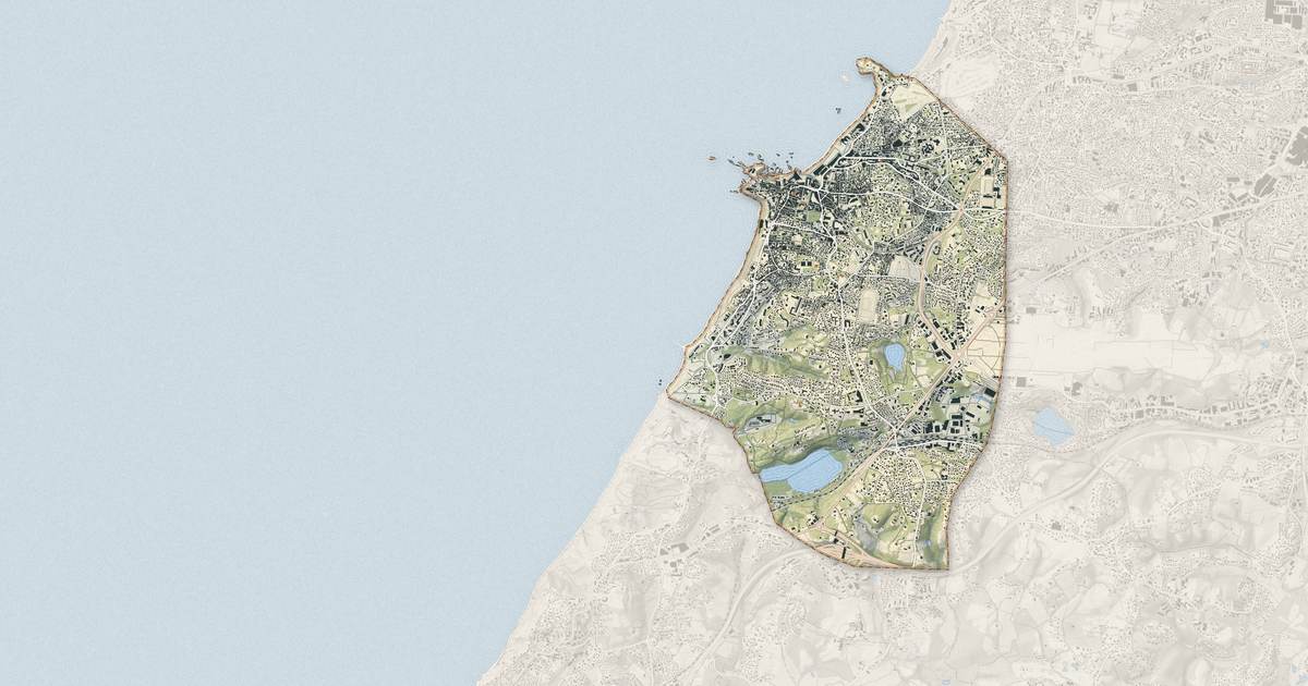 Portrait cartographique de Biarritz : relief, eau, forêts, bâti et voies, calculés à partir des données de l'IGN