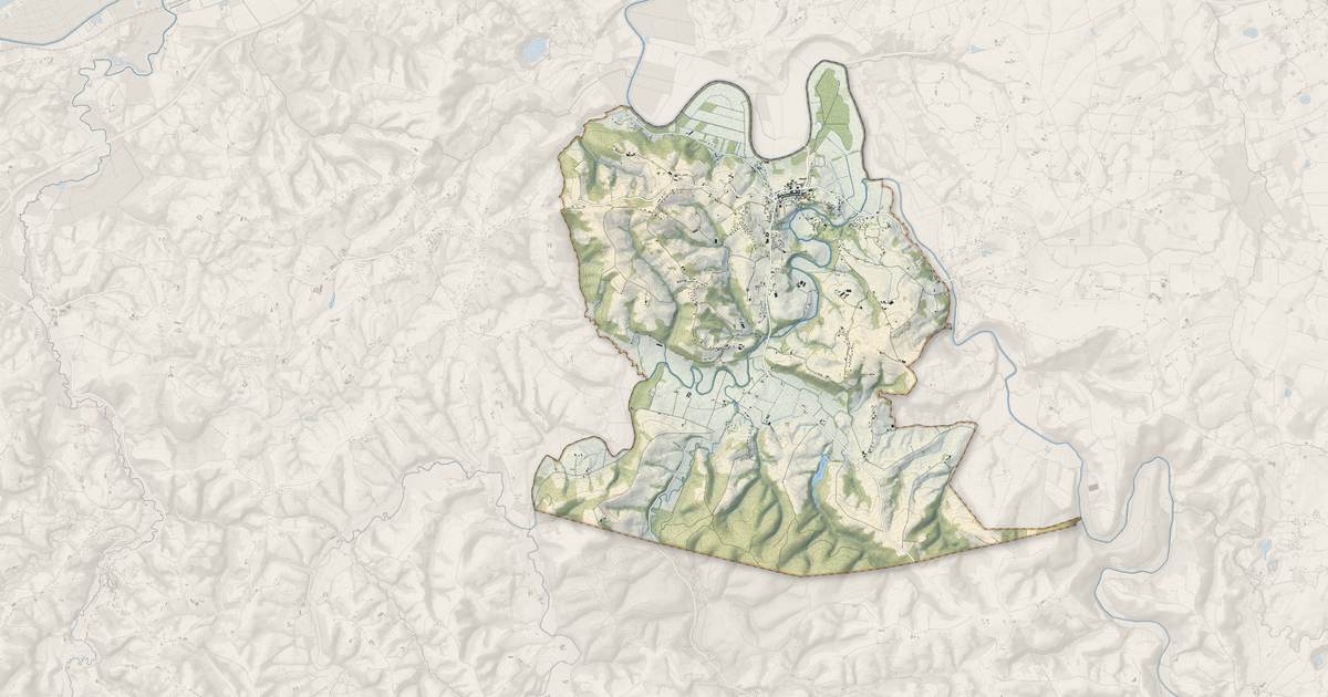 Portrait cartographique de Bidache : relief, eau, forêts, bâti et voies, calculés à partir des données de l'IGN